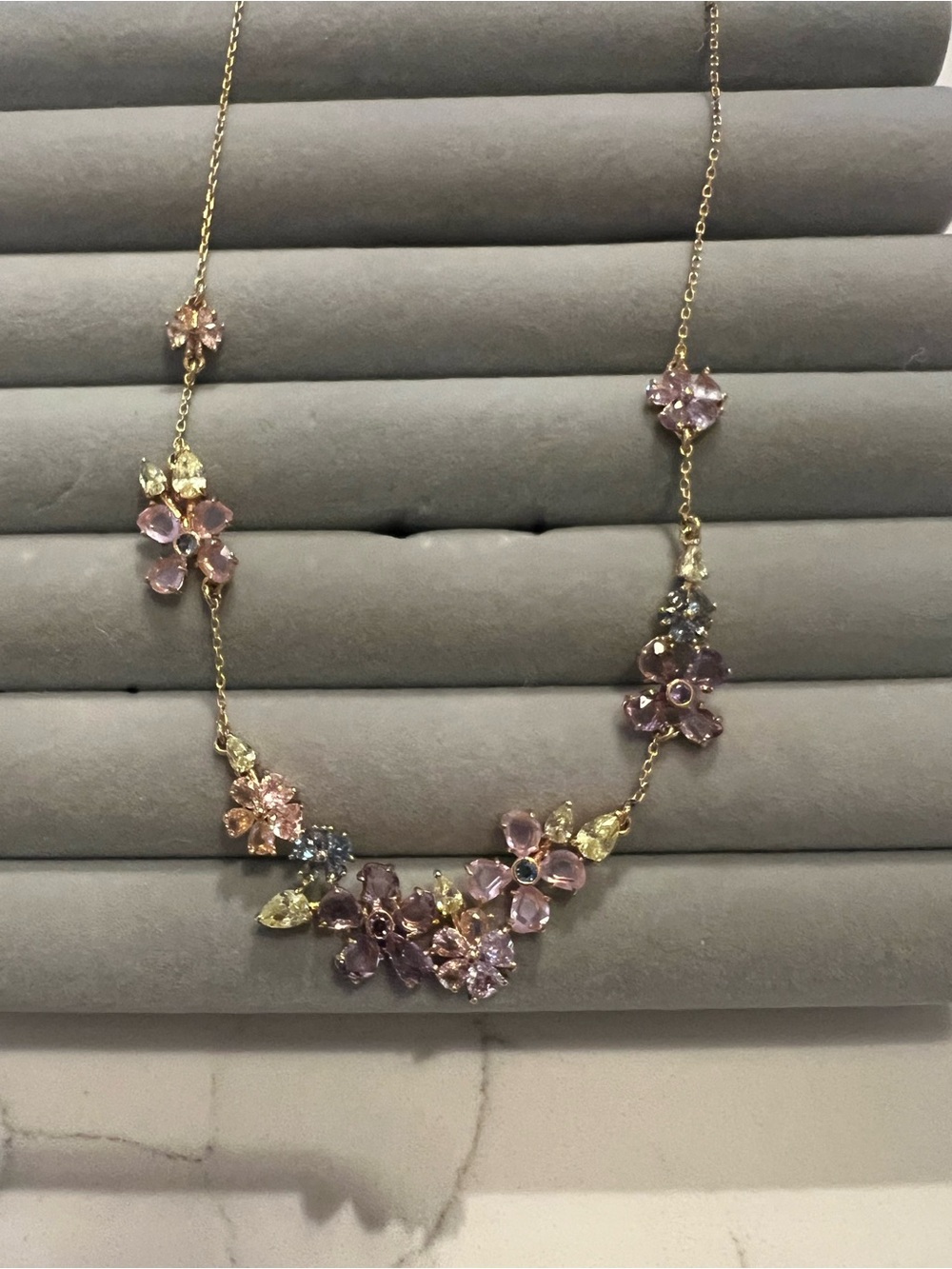 kate spade Paradise Crystal Pink, purple, blue & green Necklace - Gold Tone - Picture 2 of 4